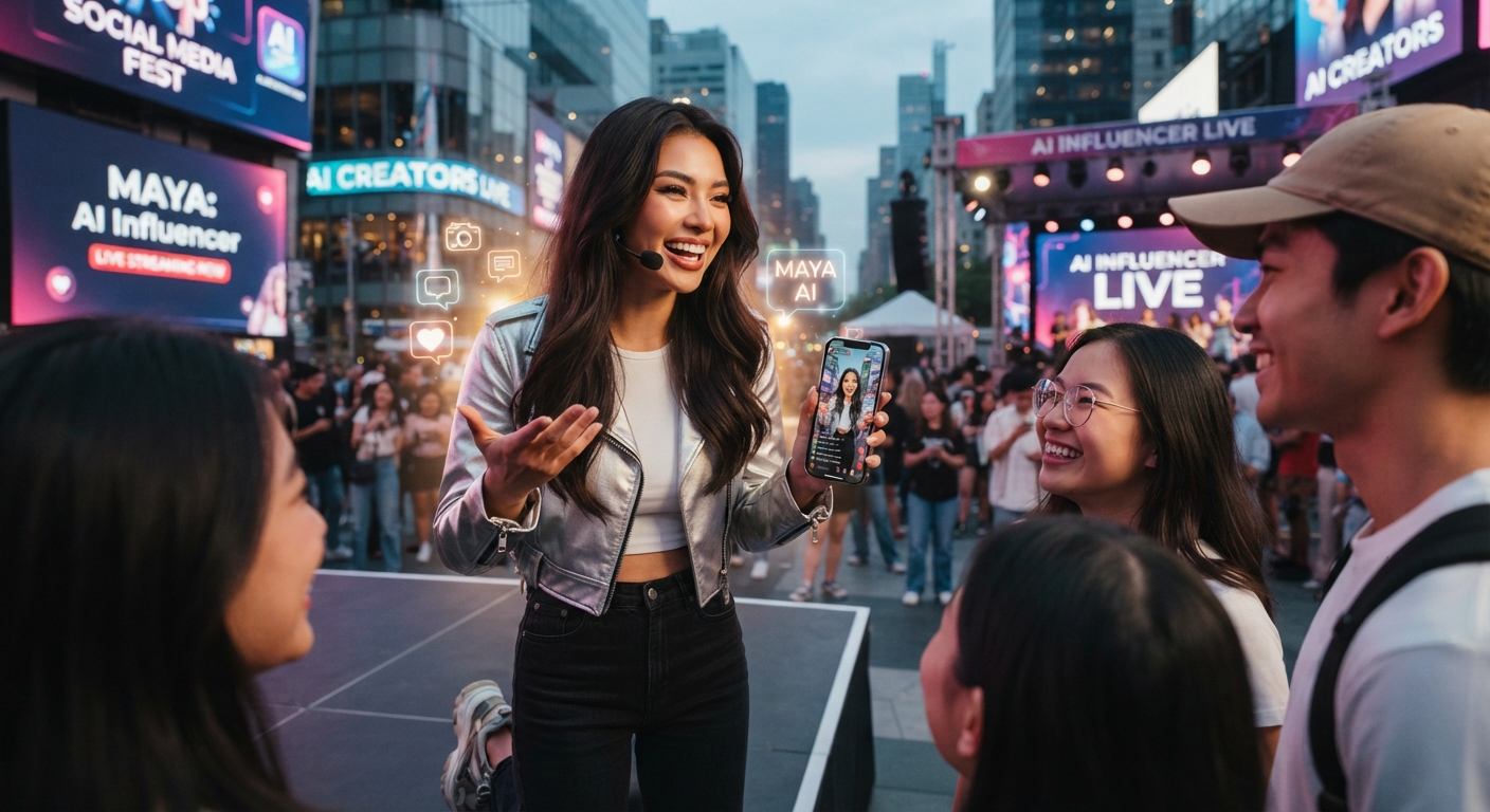 AI Influencer ไลฟ์สดและสื่อสารกับผู้ติดตาม